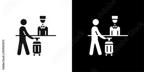 Hospitality industry icon flat line symbol set.