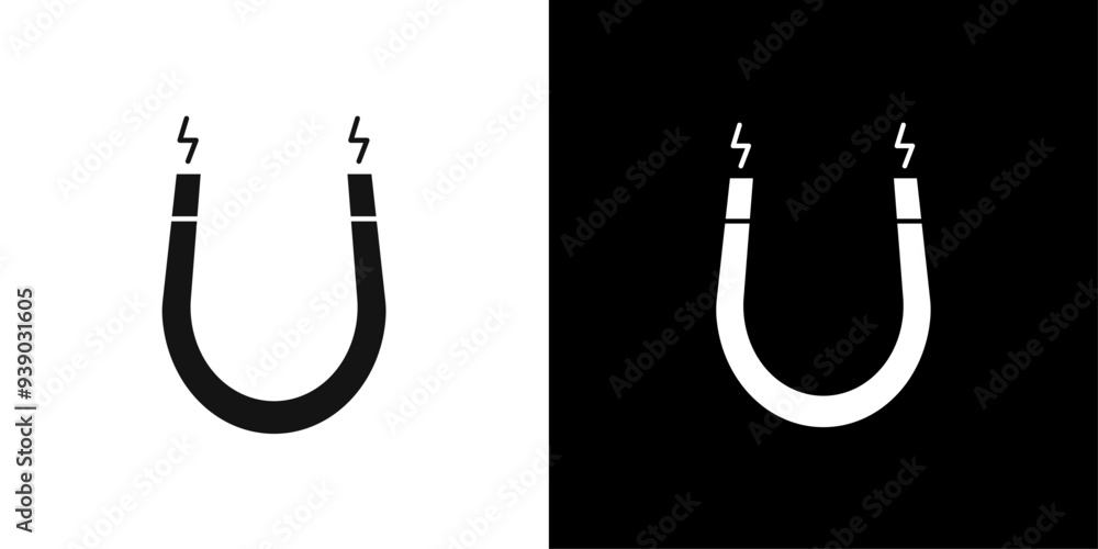 Magnet icon flat line symbol set. Magnet icon flat line symbol set.