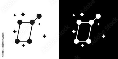 Lyra Constellation icon flat line symbol set.