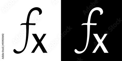 Math function icon flat line symbol set.