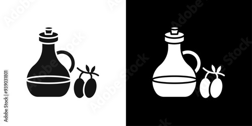 Olive oil icon flat line symbol set.