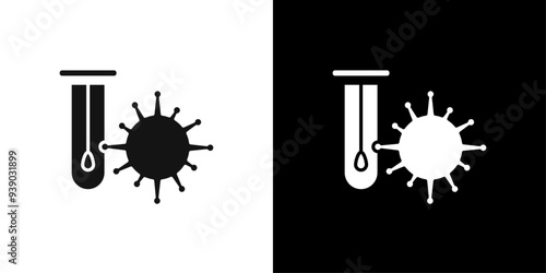 PCR test icon flat line symbol set.