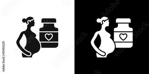 Supplements for pregnant women icon flat line symbol set.