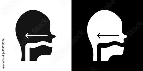 Swallowing reflex icon flat line symbol set.