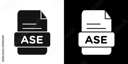 ASE File Document Icon flat line symbol set.