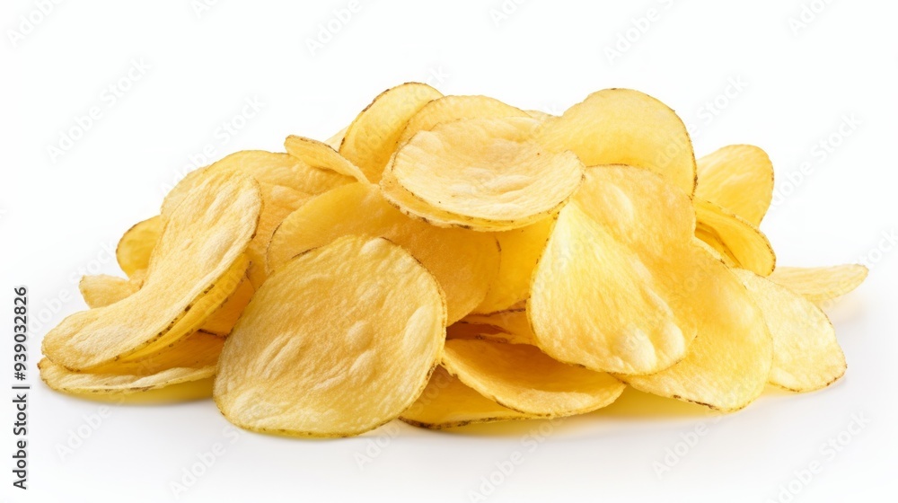 Delicious potato chips, isolated on white background. ai generated art image Delicious potato chips, isolated on white background. ai generated art image