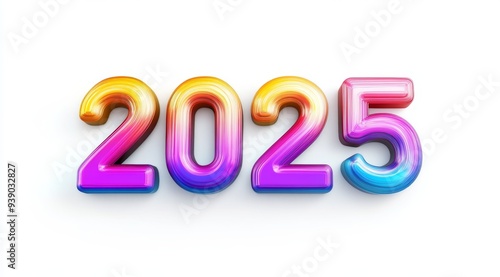 Colorful 3D Text for New Year 2025