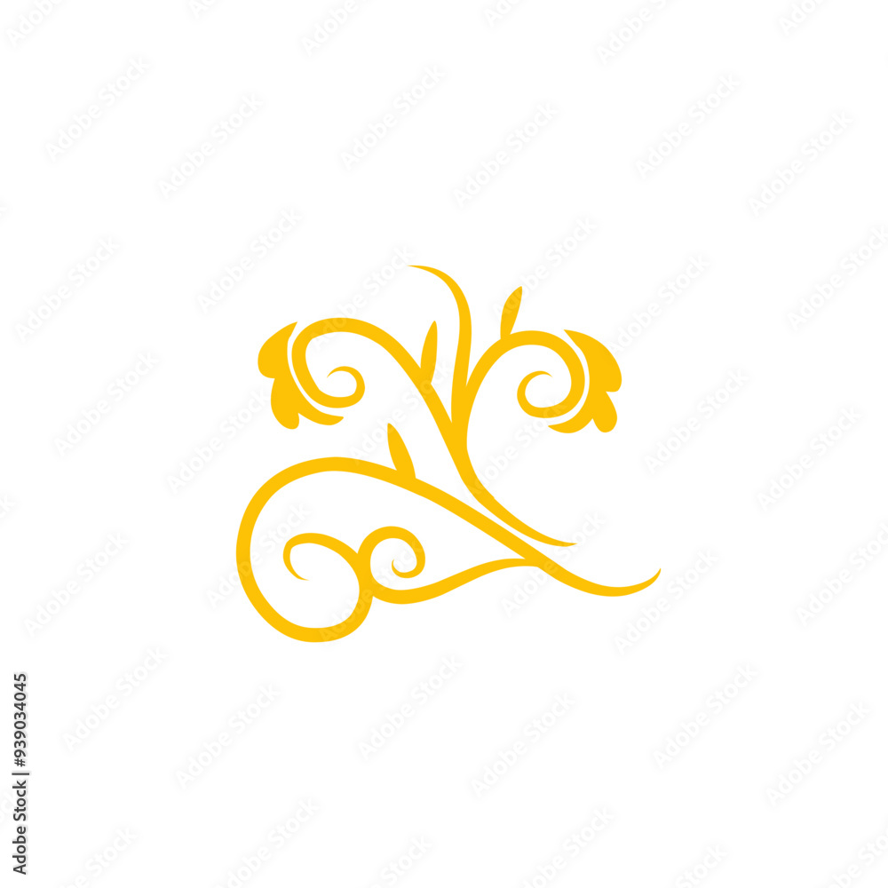 Fototapeta premium gold flower swirl illustration