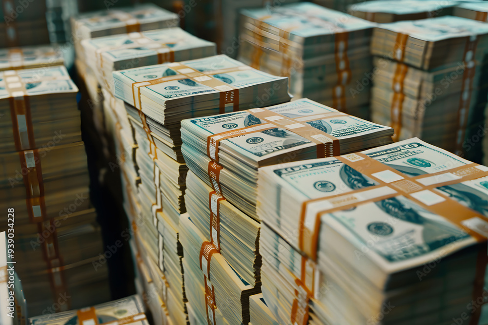 Bündel von US-Dollarnoten, Nahaufnahme Bündel von US-Dollarnoten, Nahaufnahme