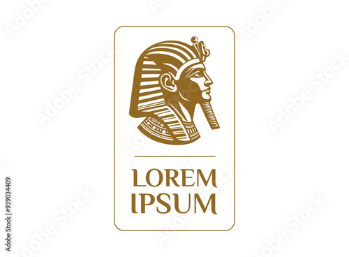 Abstract pharaonic king Statue symbol for old Egyptian history logo template design isolated on white background 