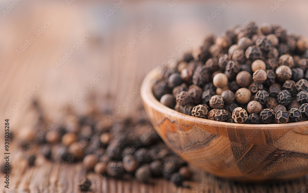 black pepper in a wooden bowl black pepper in a wooden bowl