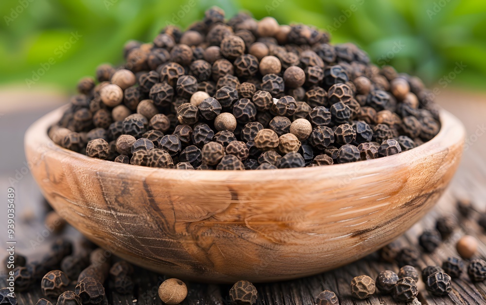 black pepper in a wooden bowl black pepper in a wooden bowl