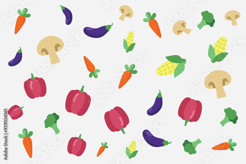 Wallpaper Mural vegetables flat design good for background, wallpaper design, pattern t shirt, etc Torontodigital.ca