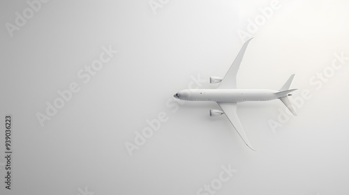 Wallpaper Mural Airplane Flying Side View on Solid Grey Background, Minimalist Aviation Design Torontodigital.ca