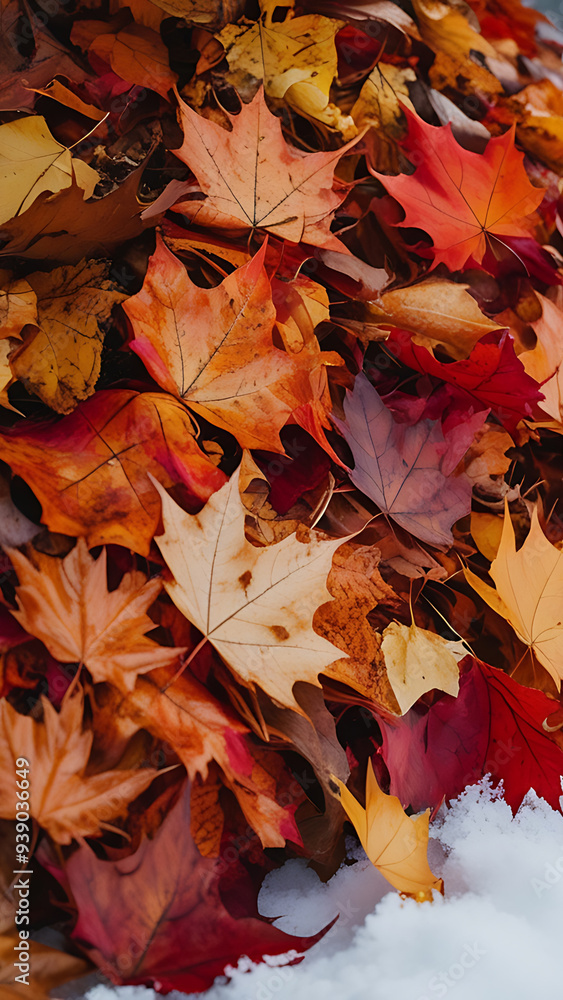 Fototapeta premium Beautifull Pile of autumn colored leaves isolated on white background
