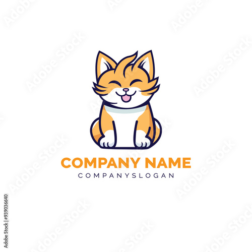 cute cat logo design, vector logo design, illustration 