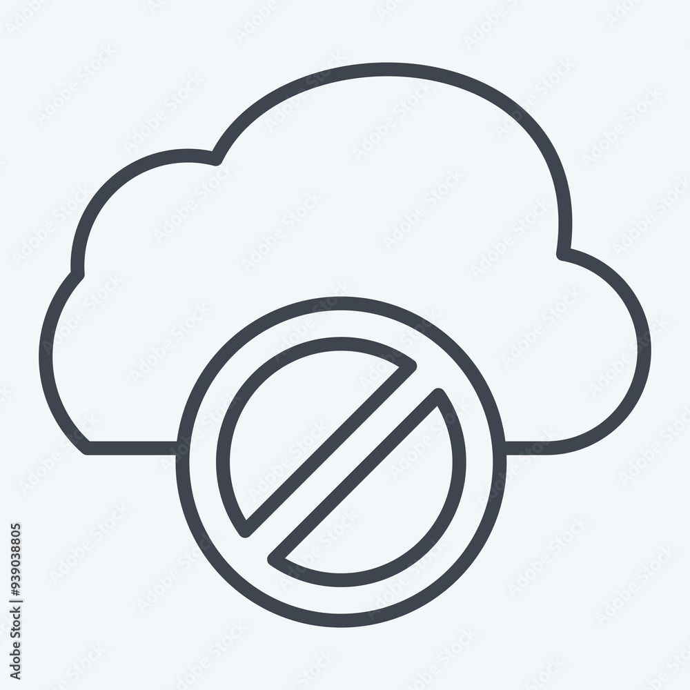 Icon Cloud Block. related to Network symbol. line style. simple illustration Icon Cloud Block. related to Network symbol. line style. simple illustration