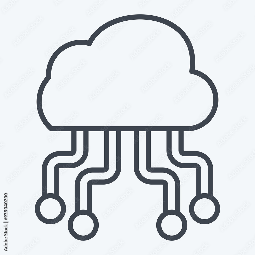 Icon Cloud Hosting. related to Network symbol. line style. simple illustration Icon Cloud Hosting. related to Network symbol. line style. simple illustration