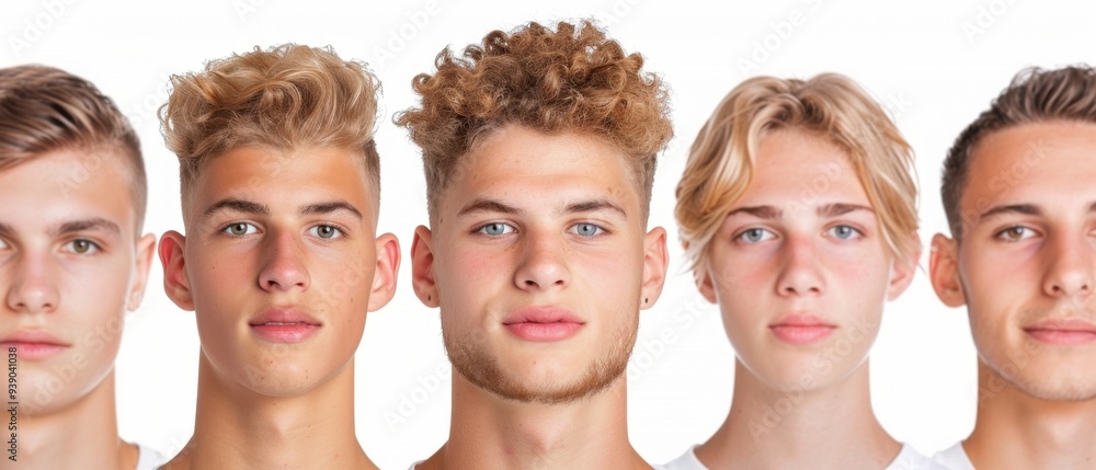 A group of young men with different hair styles and facial features A group of young men with different hair styles and facial features