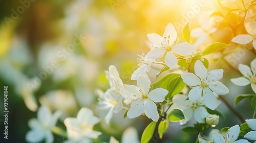 Close-up Nature Jasmine white flowers. Floral spring background. Generative ai