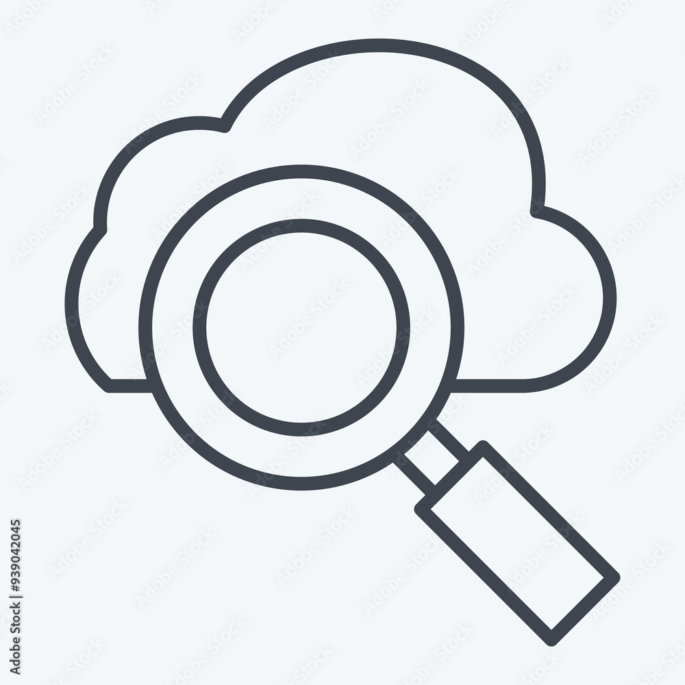 Icon Cloud Search. related to Network symbol. line style. simple illustration