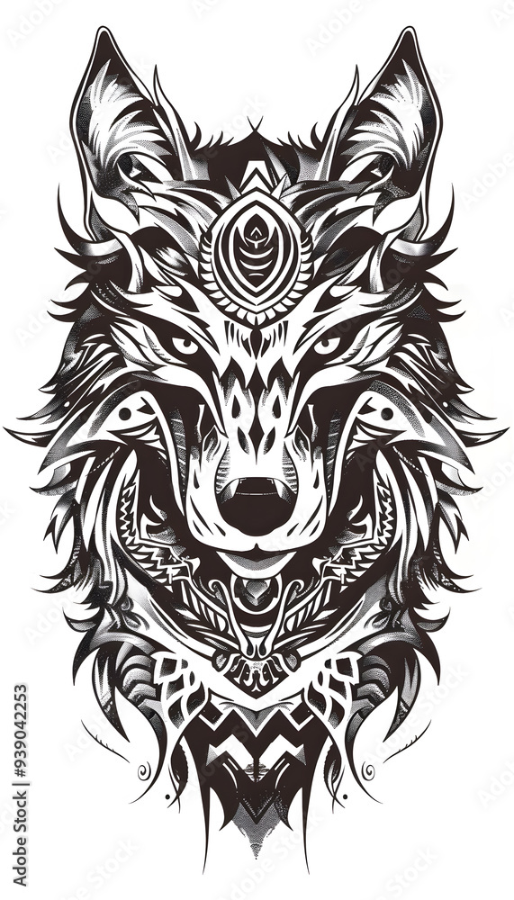 Tribal Animal Tattoo black and white illustration Tribal Animal Tattoo black and white illustration
