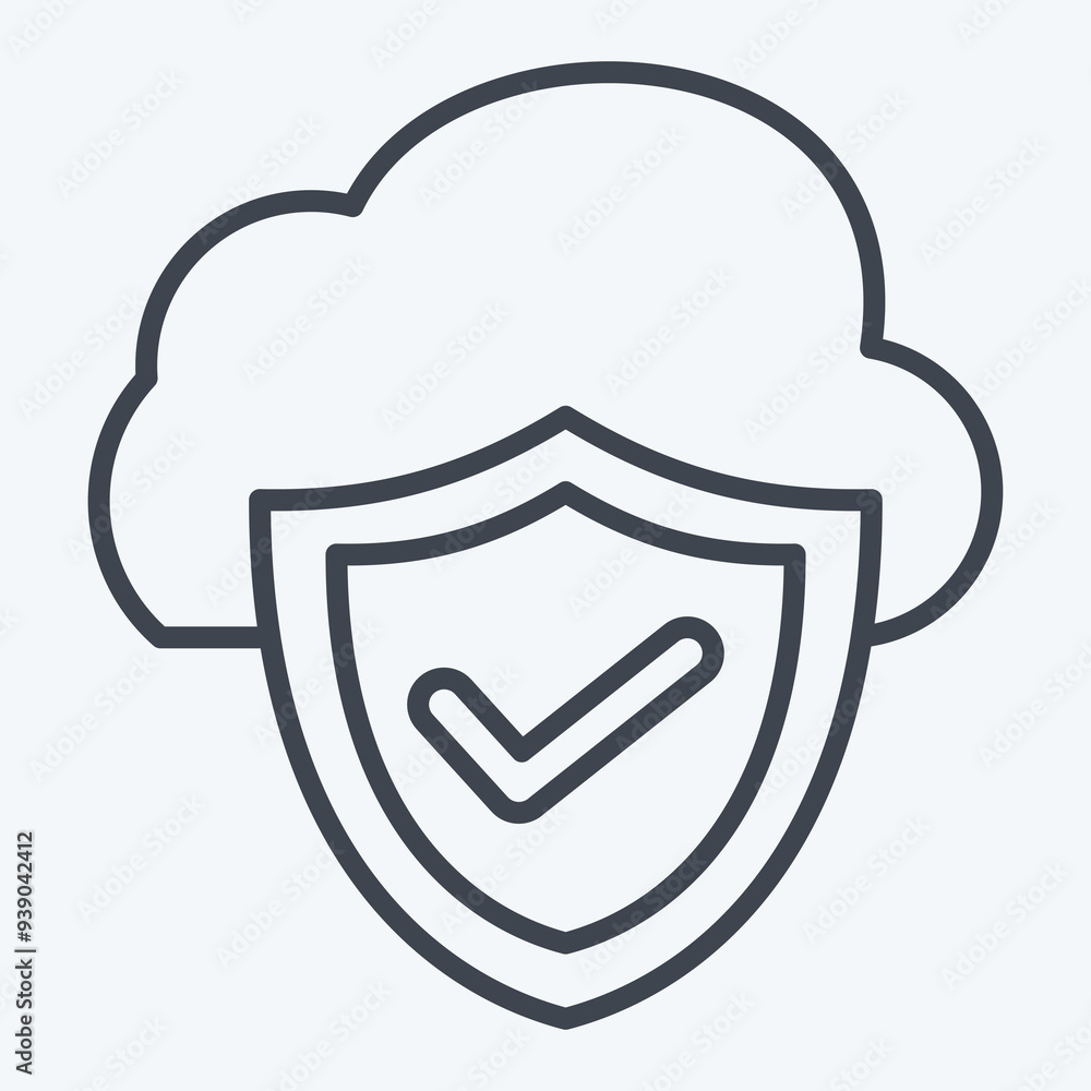 Icon Cloud Security. related to Network symbol. line style. simple illustration Icon Cloud Security. related to Network symbol. line style. simple illustration