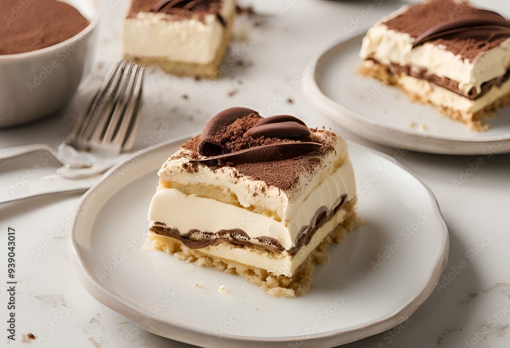 piece of tiramisu cake with cream piece of tiramisu cake with cream