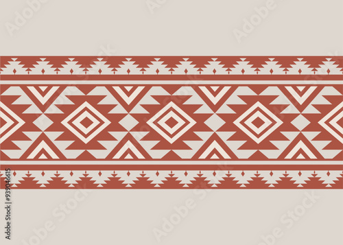Geometric Tribal Pattern with Red and Beige Tones