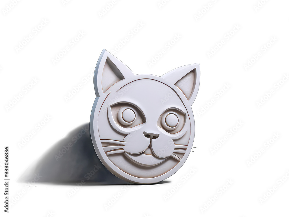 Fototapeta premium 3d illustration Dangerous cat face logo isolated on transparency background PNG