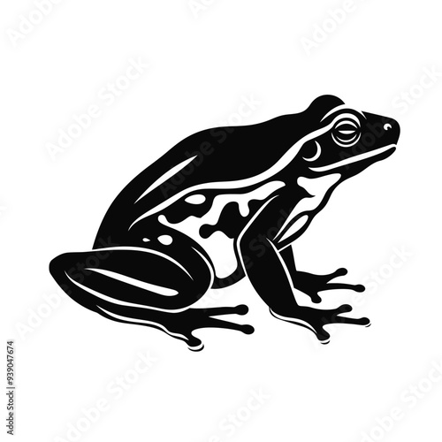 black silhouette of a frog isolated on white background
