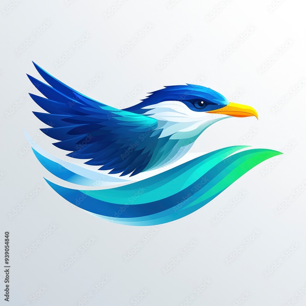 Naklejka premium Blue Bird Flying Over Water