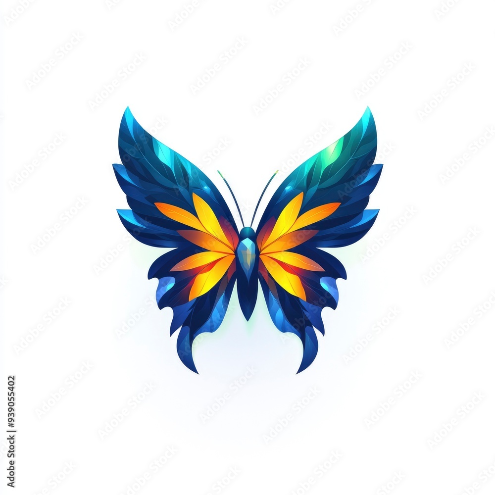 Fototapeta premium Abstract Blue and Yellow Butterfly