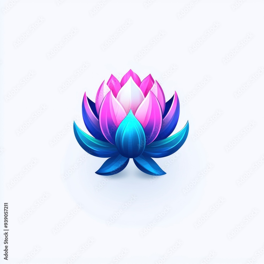Vibrant Purple and Blue Lotus Flower Illustration Vibrant Purple and Blue Lotus Flower Illustration