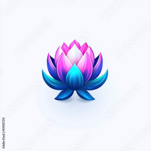 Vibrant Purple and Blue Lotus Flower Illustration