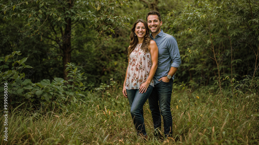 Fototapeta premium Happy couple - husband and wife happy and smiling