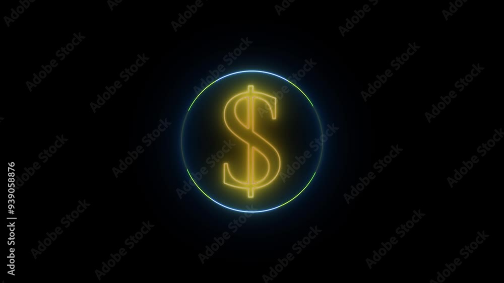 Neon forever with neon dollar icon background.. on black background. Neon forever with neon dollar icon background.. on black background.