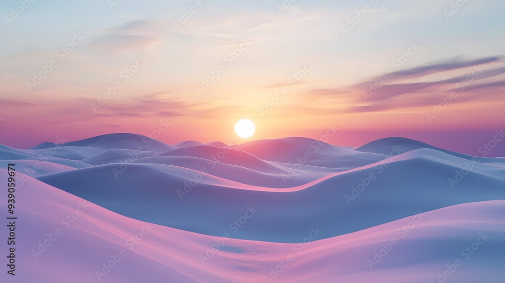 Sunset Over Snowy Hills. Sunset Over Snowy Hills.