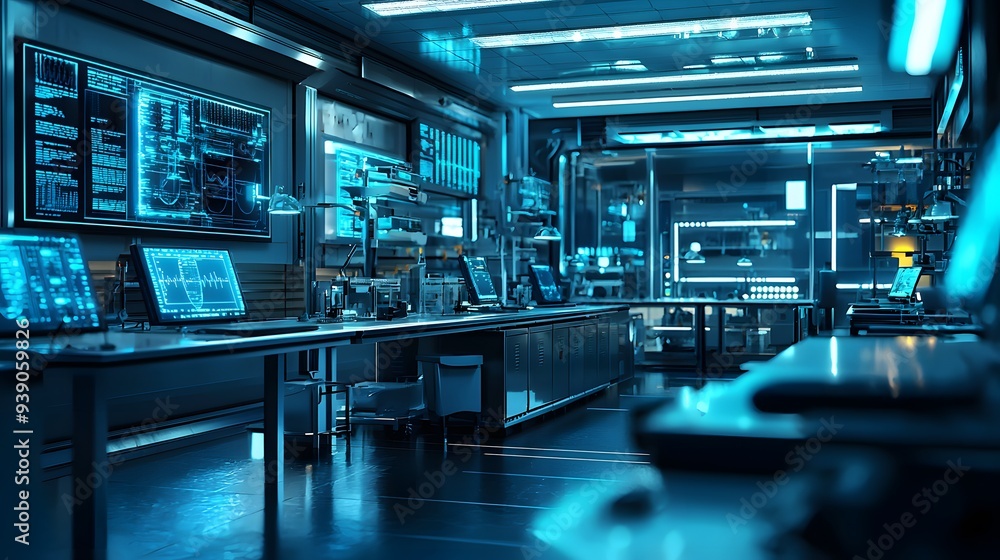 Modern Futuristic Laboratory Interior. Modern Futuristic Laboratory Interior.