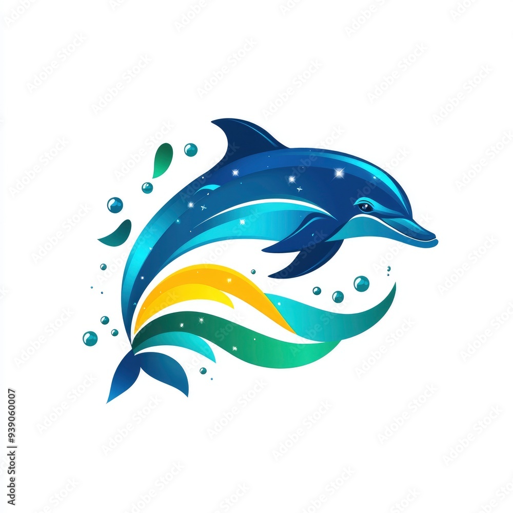 Obraz premium Abstract Dolphin with Colorful Tail