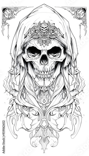 Tribal Lich Tattoo black and white illustration photo