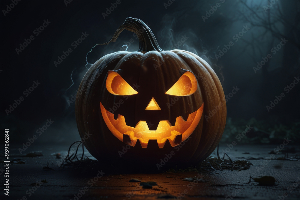 Pumpkin on a dark background. Halloween style. Pumpkin on a dark background. Halloween style.