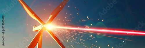 Eco-Friendly Energy: A wind turbine blade, being crafted using a state-of-the-art laser welding system.