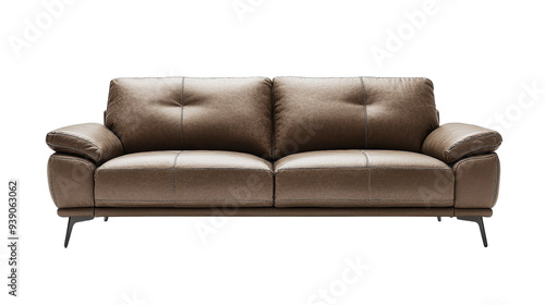 A sofa with smooth leather upholstery, and sophistication for a modern living room isolated on transparency background PNG