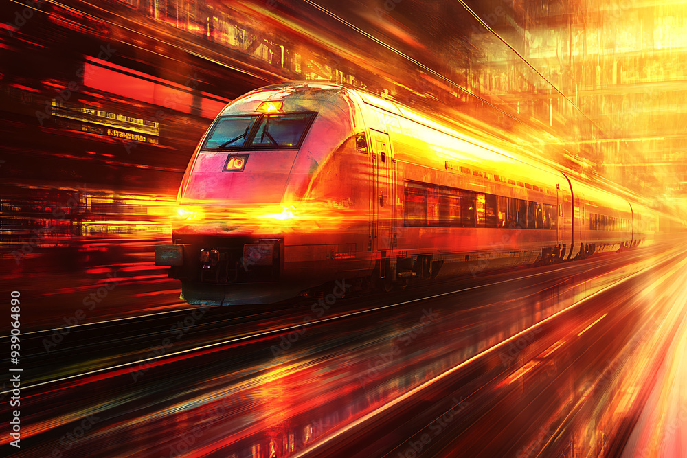 Abstract digital background depicting a train in motion, highlighting the speed and dynamic energy of modern transportation Abstract digital background depicting a train in motion, highlighting the speed and dynamic energy of modern transportation