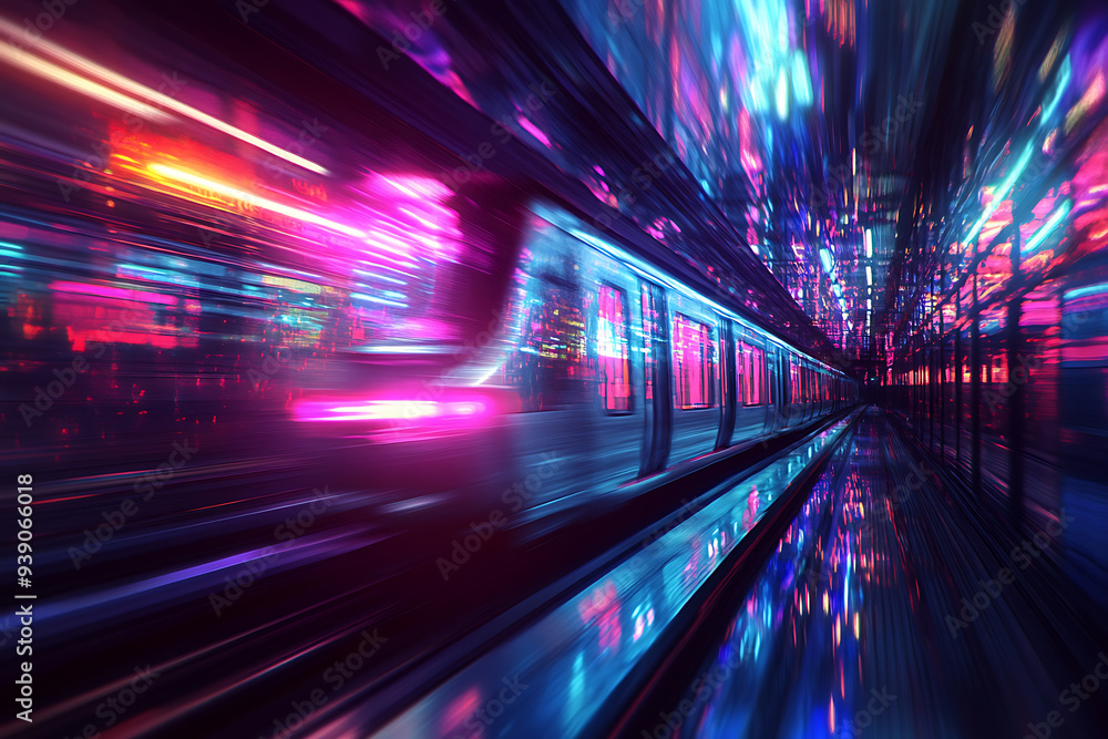 Abstract digital background depicting a train in motion, highlighting the speed and dynamic energy of modern transportation Abstract digital background depicting a train in motion, highlighting the speed and dynamic energy of modern transportation