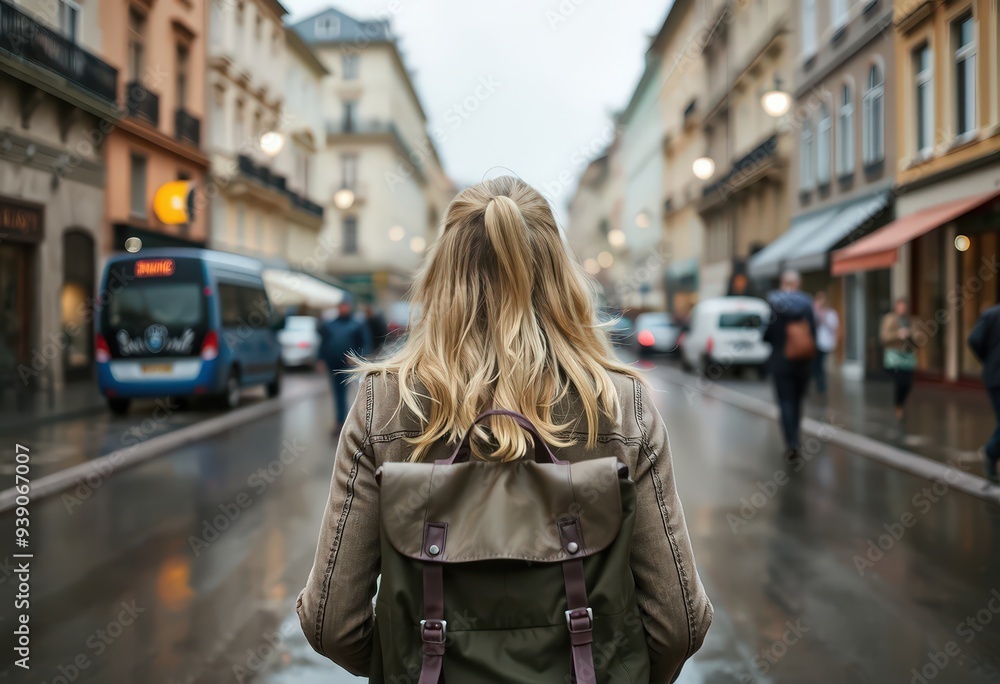 Fototapeta premium woman walking on the street