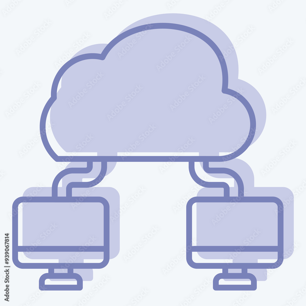 Icon Cloud Connection. related to Network symbol. two tone style. simple illustration Icon Cloud Connection. related to Network symbol. two tone style. simple illustration