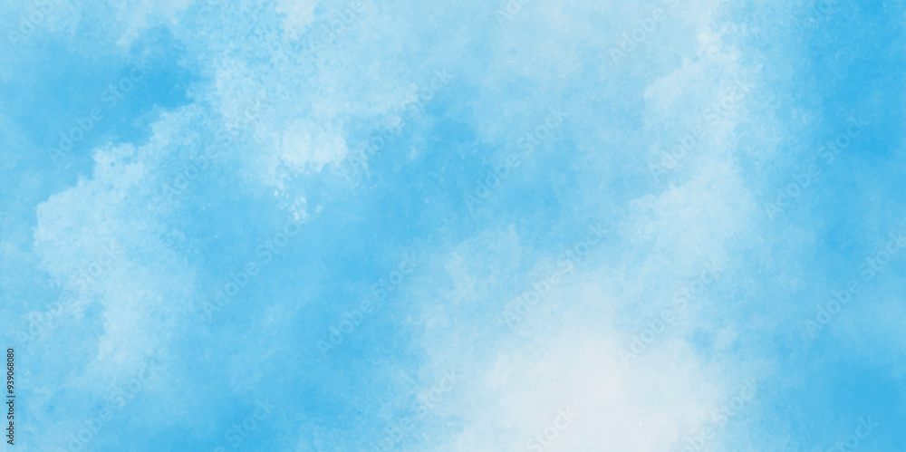 Obraz premium blue sky with clouds. Light sky blue shades watercolor background.Grunge blue background with space for text,watercolor abstract painting of blue grunge texture.