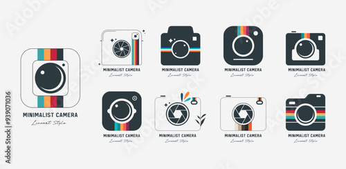 Modern minimalist style camera vector design with retro vintage nuances. Photography equipment for photographers. Suitable for photographer business elements in the studio. Photo camera